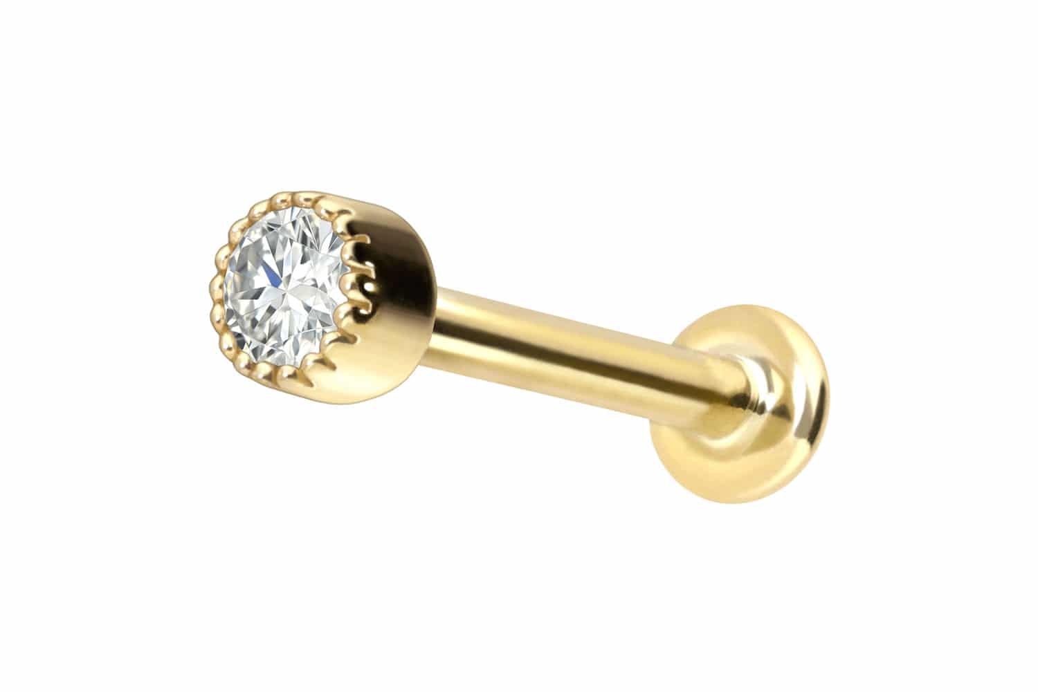 18 Karat Gold Labret mit Innengewinde DIAMANT-DISC